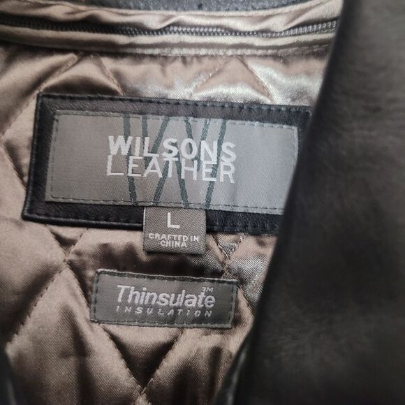 Vtg Wilson Leather Mens Size L Thinsulate lined biker Bomber Jacket Y2K - Picture 6 of 12